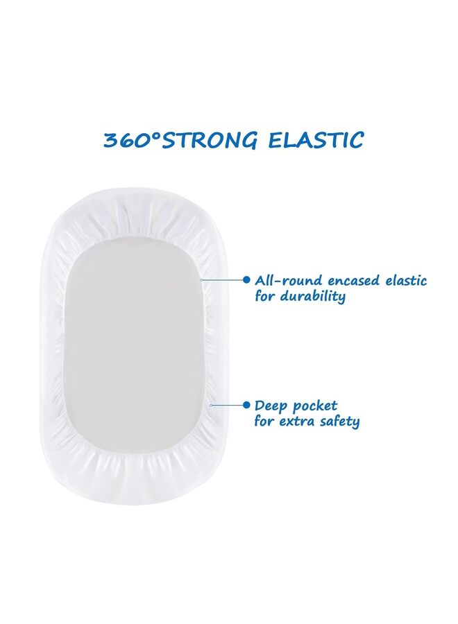 طقم ملاءات سرير أطفال مرن فائق النعومة، مكون من قطعتين للبنات، مناسب لجميع الأعمار، مناسب لمهد الأطفال، سلة موسى، مرتبة بيضاوية مستطيلة الشكل (أبيض) - Image 4