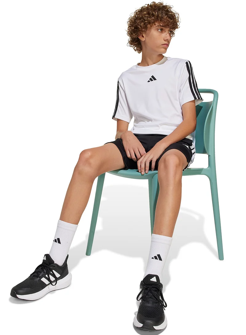 Adidas WHITE/BLACK Kids 3-Stripes Essential T-Shirt for Men | Best Price UAE