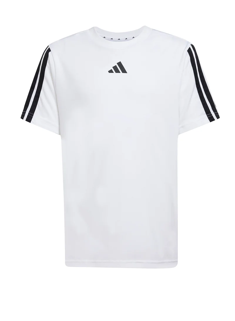 Adidas WHITE/BLACK Kids 3-Stripes Essential T-Shirt for Men | Best Price UAE