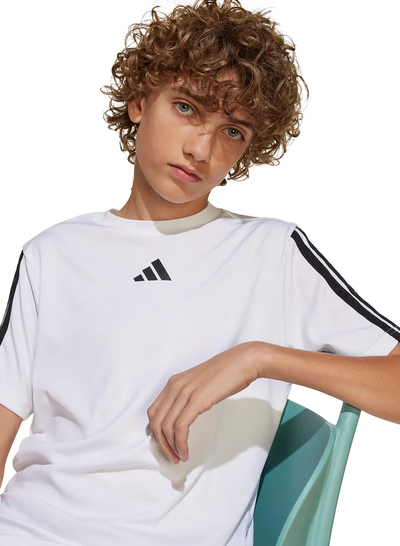 Adidas WHITE/BLACK Kids 3-Stripes Essential T-Shirt for Men | Best Price UAE