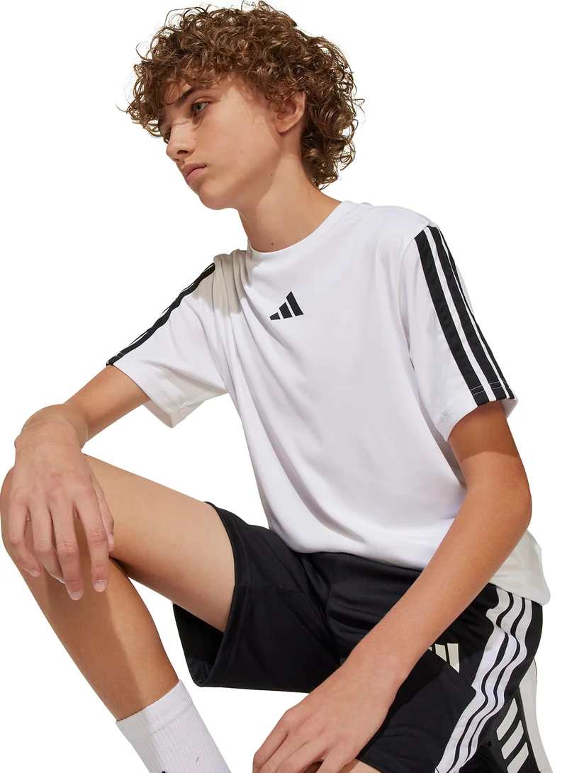 Adidas WHITE/BLACK Kids 3-Stripes Essential T-Shirt for Men | Best Price UAE