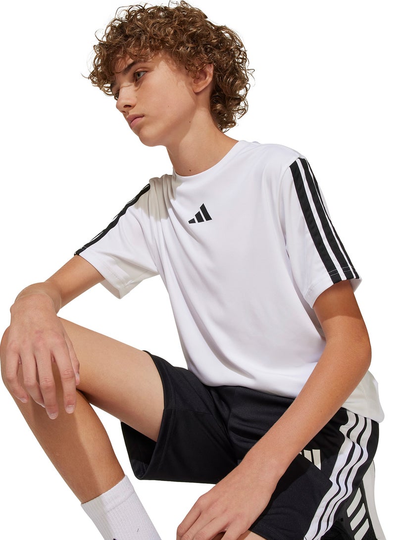 Adidas Youth Training Essential 3 Stripe T-Shirt - Image 3