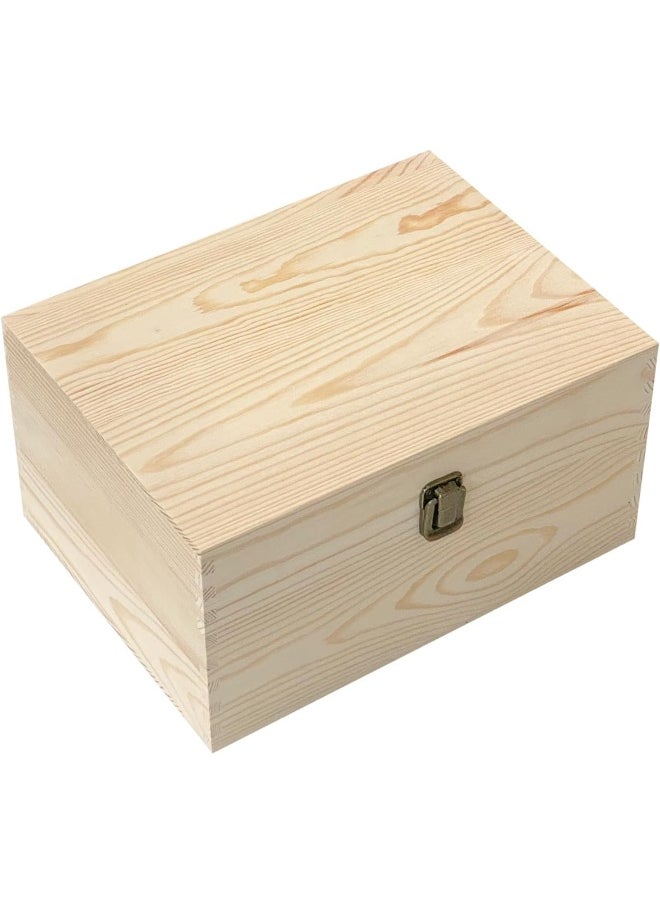 Horoof Market Unfinished Wooden Storage Box with Hinged Lid, DIY Craft Project Box, Natural Wood for Keepsakes, Jewelry, and Home Décor, 27x20x14.5 cm  - Image 3