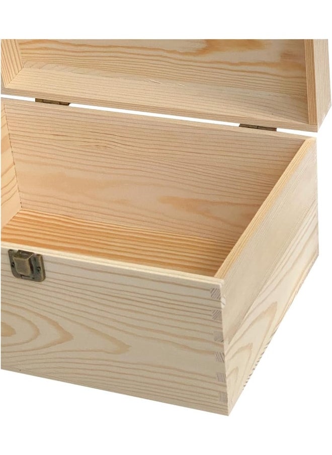Horoof Market Unfinished Wooden Storage Box with Hinged Lid, DIY Craft Project Box, Natural Wood for Keepsakes, Jewelry, and Home Décor, 27x20x14.5 cm  - Image 2