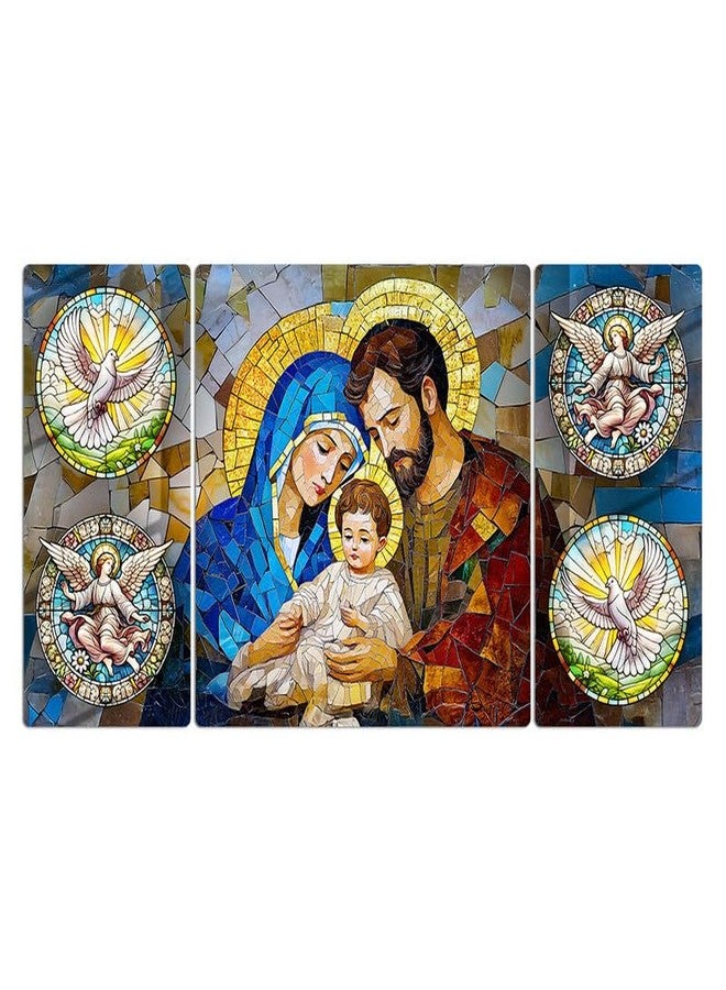 FIVE KRAFT Premium Mary Joseph, Jesus & Dove Big Size Acrylic Wall Painting Set of 3 for Religious Wall Art for Living Room, Bedroom, Church & Sacred Spaces | 32×16 Inches Glass Finishing - Image 1