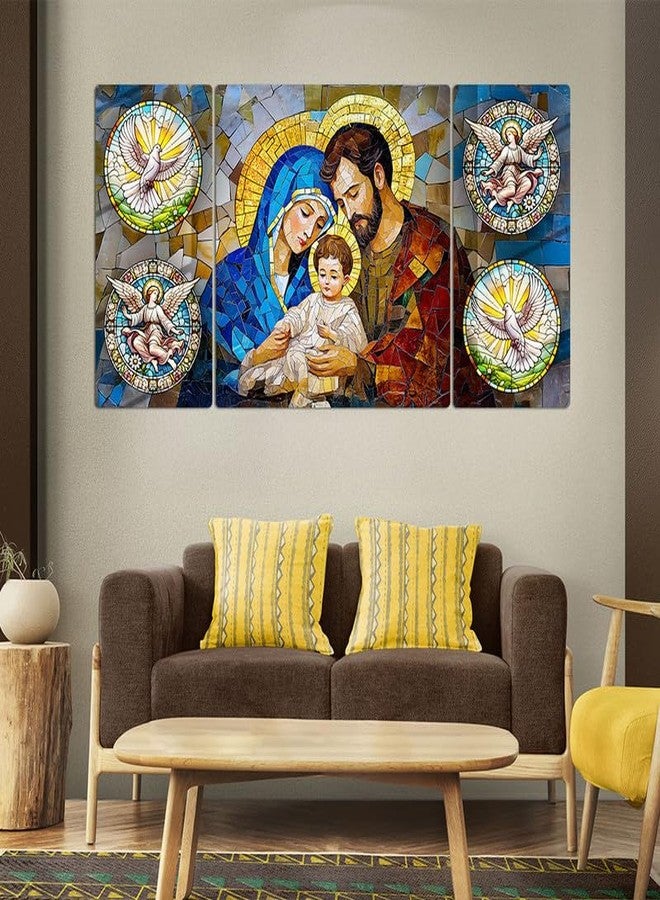 FIVE KRAFT Premium Mary Joseph, Jesus & Dove Big Size Acrylic Wall Painting Set of 3 for Religious Wall Art for Living Room, Bedroom, Church & Sacred Spaces | 32×16 Inches Glass Finishing - Image 3