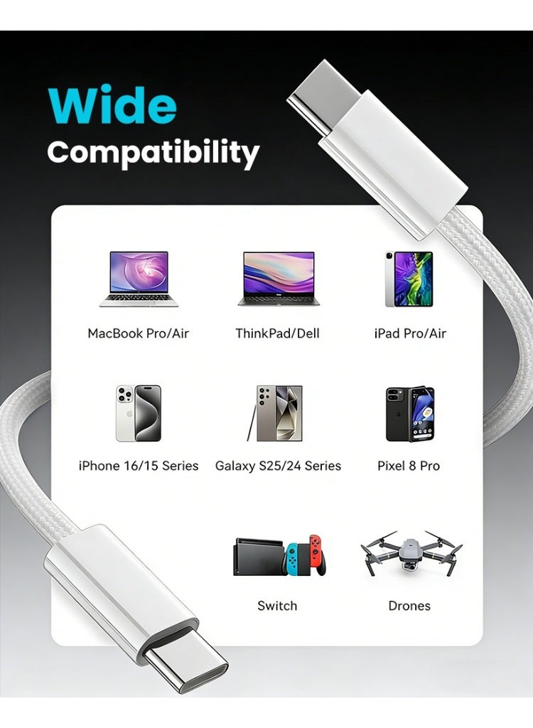 Verilux® PD 240W Type C Cable Fast Charging, 6.6Ft/2M Nylon Braided C Type Charger Cable with 480Mbps Data Transfer, Compatible with iPhone 17/16/15, Galaxy S26/S25/S24, MacBook, iPad - Image 4
