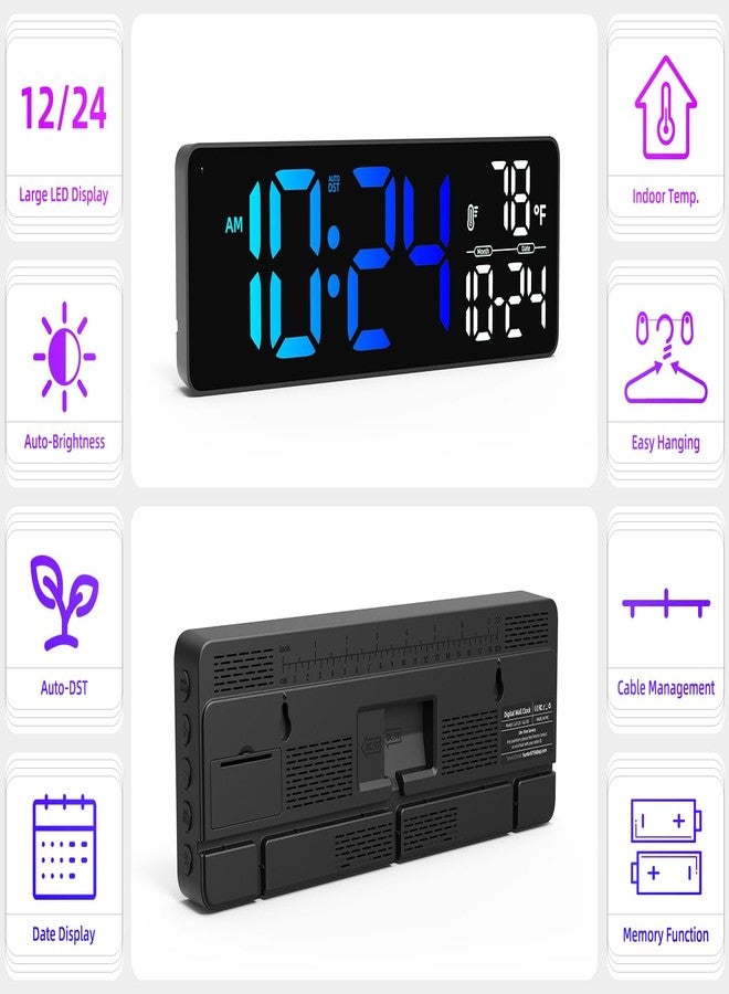 XUANZIT Large LED Digital Wall Clock with Date, Temperature, Auto-Brightness, Auto-DST | Big Digital Clock for Bedroom, Desk, Classroom, Living Room, Kitchen, Office, Gym, Farmhouse, Xmas Gift for Seniors - Image 2