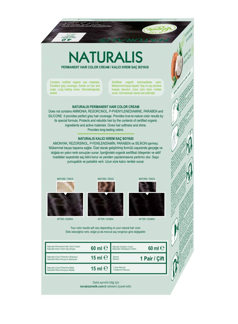 NEVA Naturalis Permanent Hair Color, Vegan,100% Gray Coverage, Organic, No Harmful Chemicals, Ammonia Free, Long-Lasting - INTENSE BROWN - 4.0 - Image 3