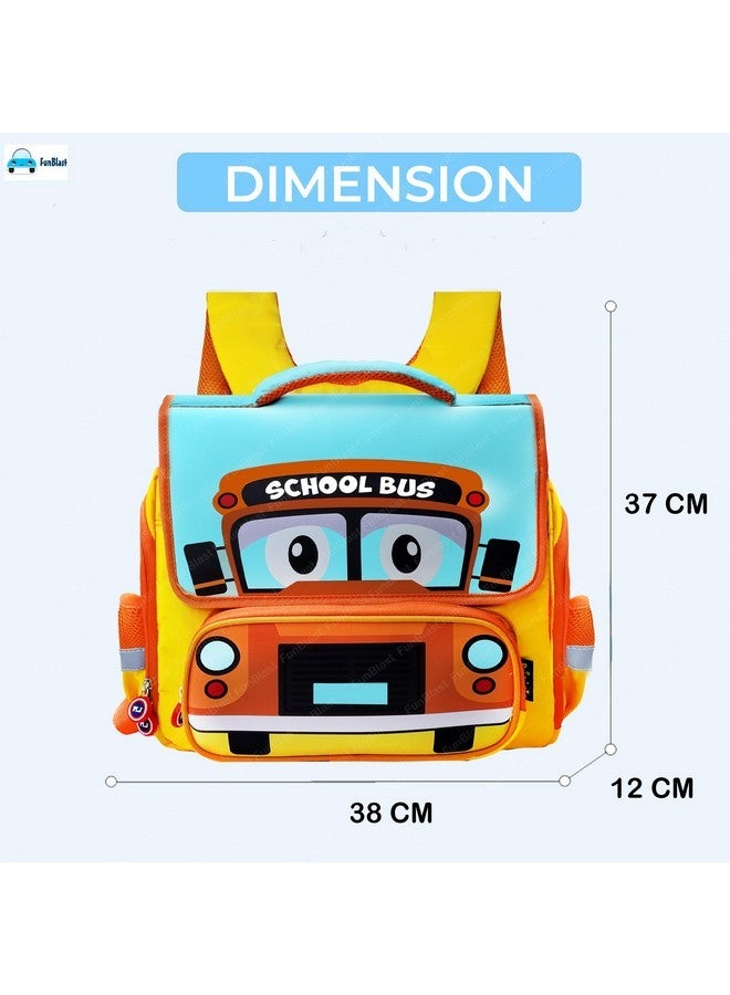 FunBlast School Bags for Kids - School Bus Theme Bag for Kids, Picnic Bagpack for Kids, Multipurpose Bag for Kids, Boys & Girls, Lightweight School Bags, Travel Bag (30 X 31 X 13 CM) (Yellow) - Image 3