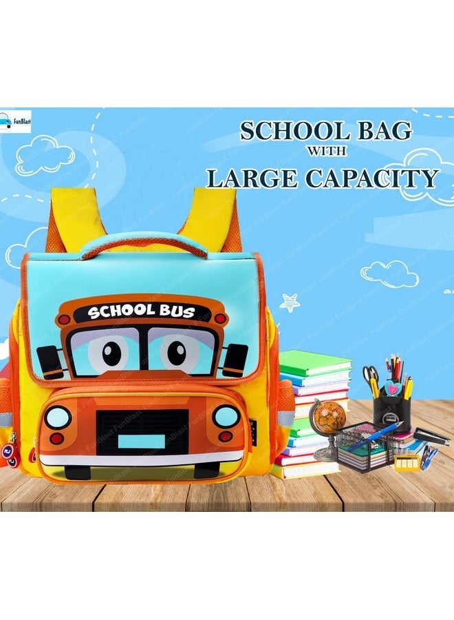 FunBlast School Bags for Kids - School Bus Theme Bag for Kids, Picnic Bagpack for Kids, Multipurpose Bag for Kids, Boys & Girls, Lightweight School Bags, Travel Bag (30 X 31 X 13 CM) (Yellow) - Image 4