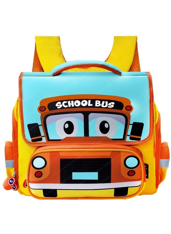 FunBlast School Bags for Kids - School Bus Theme Bag for Kids, Picnic Bagpack for Kids, Multipurpose Bag for Kids, Boys & Girls, Lightweight School Bags, Travel Bag (30 X 31 X 13 CM) (Yellow) - Image 1