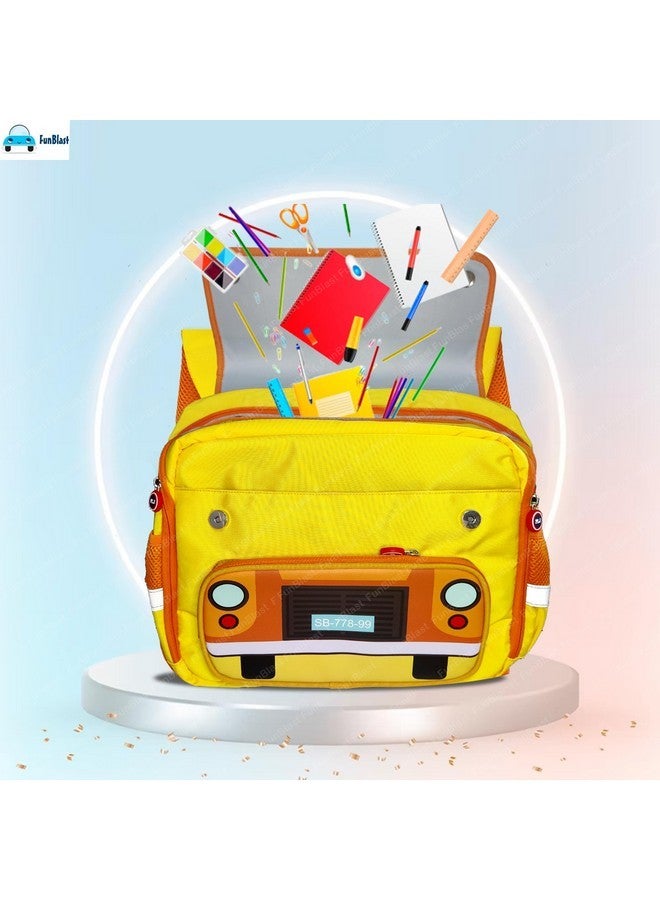 FunBlast School Bags for Kids - School Bus Theme Bag for Kids, Picnic Bagpack for Kids, Multipurpose Bag for Kids, Boys & Girls, Lightweight School Bags, Travel Bag (30 X 31 X 13 CM) (Yellow) - Image 5
