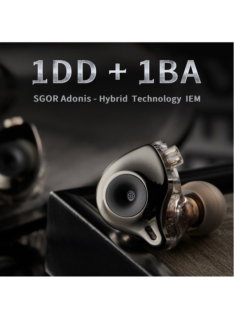 Generic - SGOR Adonis 1DD+1BA Hybrid Technology Earphones In Ear Monitor HIFI Super Bass Earbuds High Sound Quality Music Headphones (No mic) - Image 1