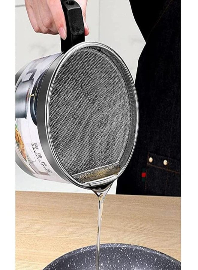 Mishrit Metal Oil Filter Pot | Bacon Grease Container with Strainer, Used Cooking Oil Container Kitchen Frying Oil Container Tank Pot Strainer Filter 1.4L (Pack of 1). - Image 3