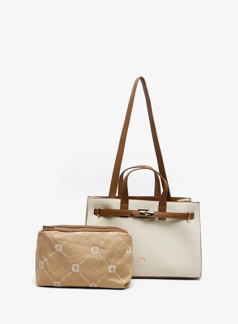 Anne Klein Contrast Detail Pu Tote Bag Set