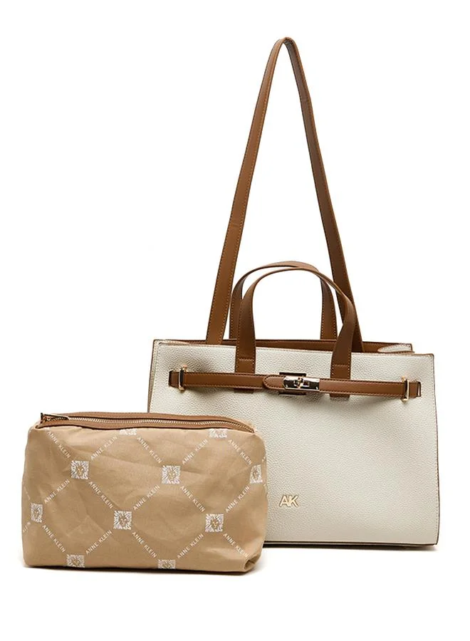 Contrast Detail PU Tote Bag Set