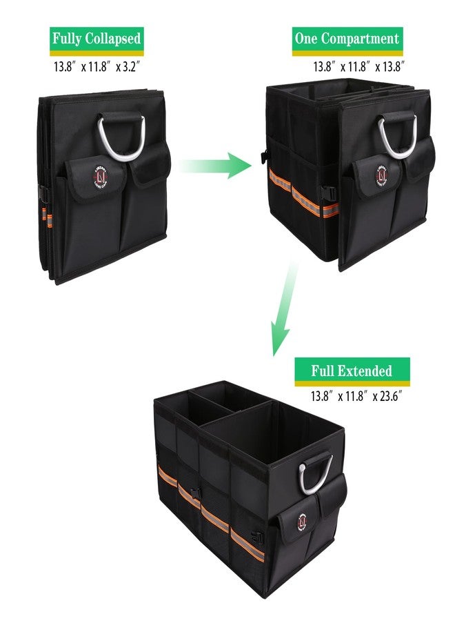 LI LIBZAKI Trunk Organizer, Cargo Organizer, Premium Multi Compartments Collapsible Portable Trunk Storage for auto, SUV, Truck, Minivan -Black - Image 4