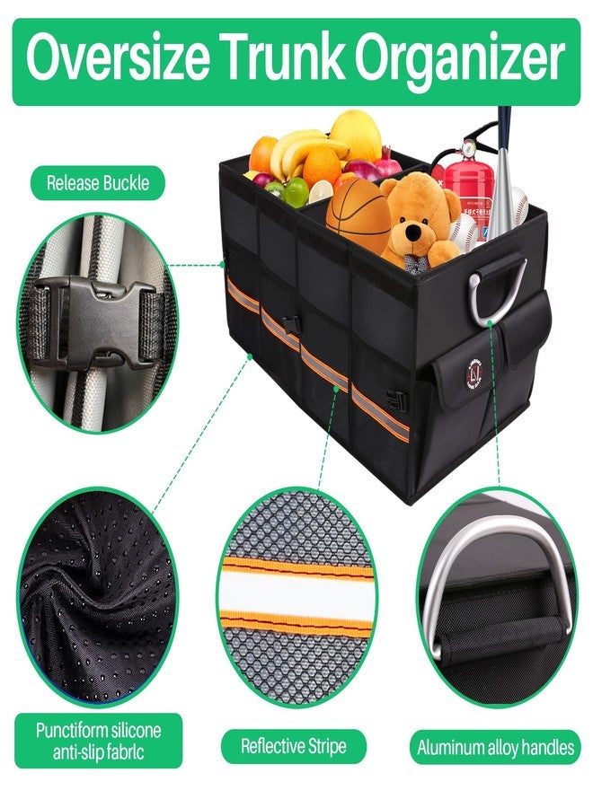 LI LIBZAKI Trunk Organizer, Cargo Organizer, Premium Multi Compartments Collapsible Portable Trunk Storage for auto, SUV, Truck, Minivan -Black - Image 3
