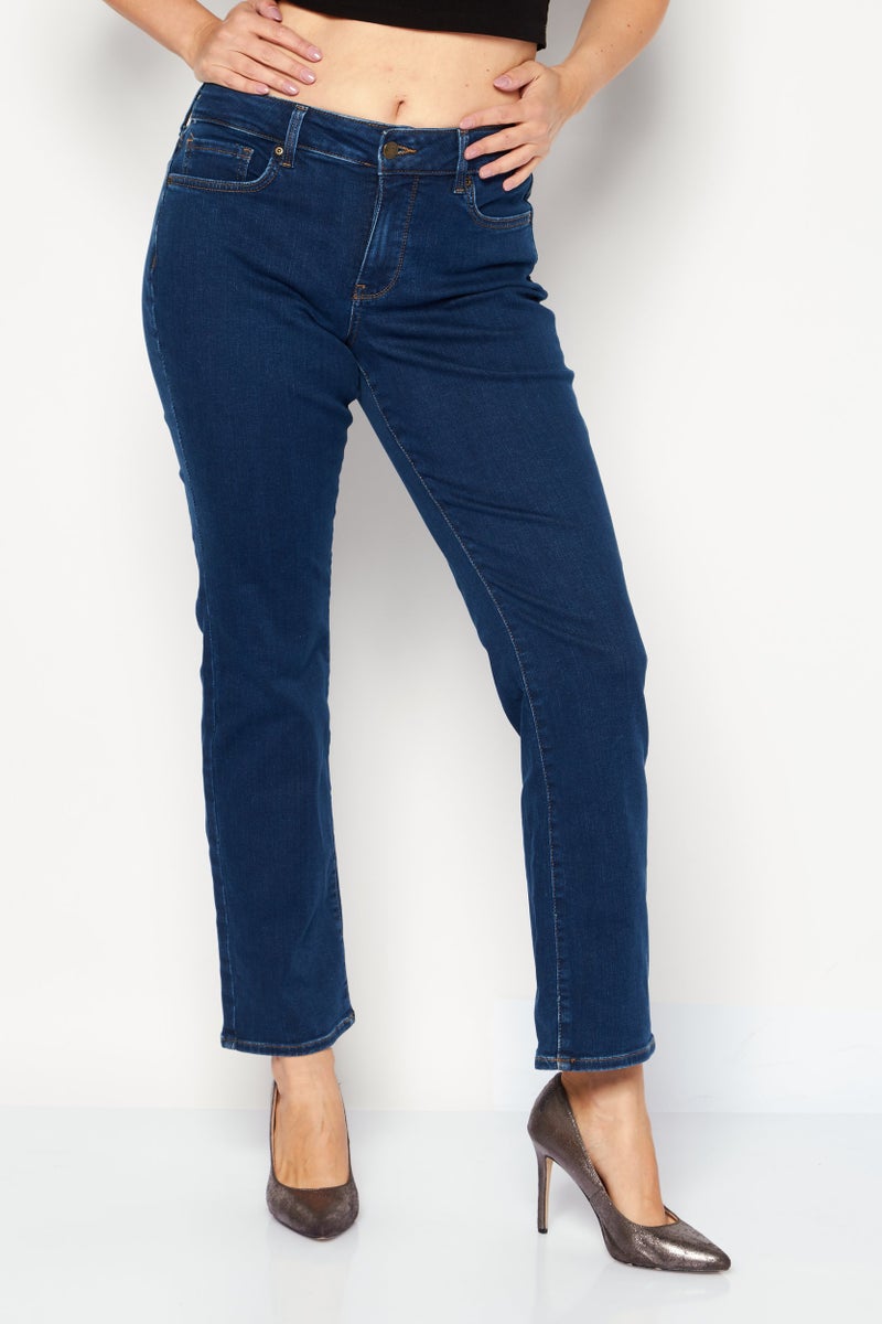 NYDJ Women Petite Fit Solid Stretchable Denim Jeans, Wash Navy - Image 1