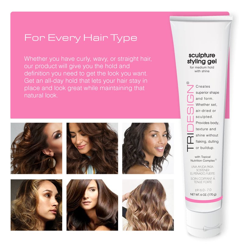 TRIDESIGN Sculpture Hair Styling Gel â€“ Strong Hold for All Hair Types, Flake-Free Formula for a Wet Look, Curl Definition, or Textured Style â€“ 6 oz - Image 4