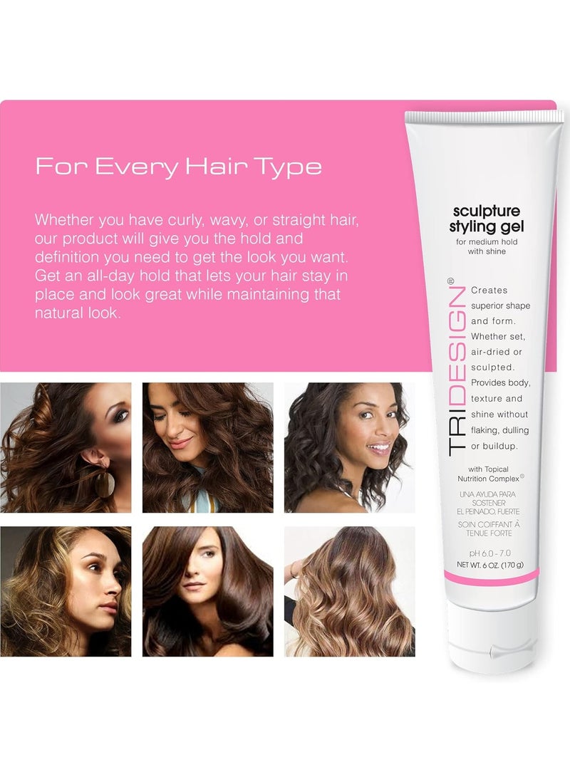 TRIDESIGN TRI Design Sculpture Hair Styling Gel – Strong Hold for All Hair Types, Flake-Free Formula for a Wet Look, Curl Definition, or Textured Style – 6 oz  - Image 3