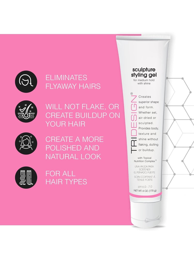 TRIDESIGN TRI Design Sculpture Hair Styling Gel – Strong Hold for All Hair Types, Flake-Free Formula for a Wet Look, Curl Definition, or Textured Style – 6 oz  - Image 4