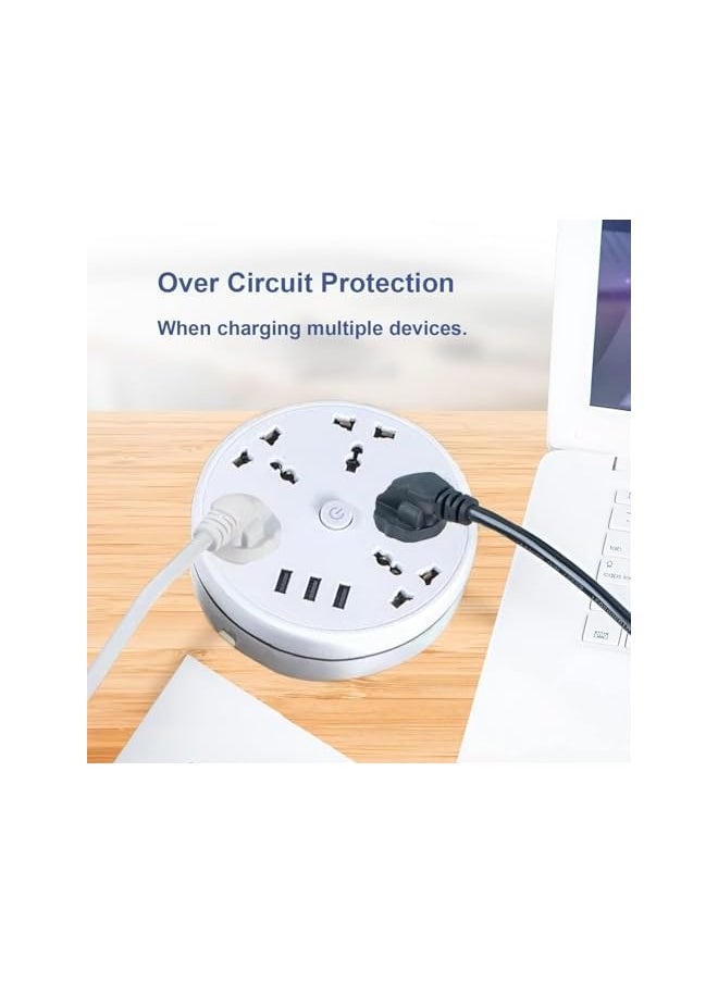 PROMASS Retractable Electric Extension Lead, Power Strip Surge Protector with 5 Universal AC Outlets, 3 Smart USB Ports, UK Plug & 2.8m Extension Cord for - Home, Office, Travel Convenience  - Image 2