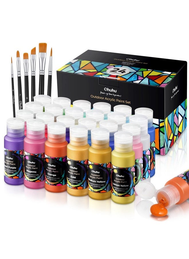 Ohuhu Acrylic Paint Set 24 Acrylic Colours Painting kit Waterproof 20 Basic & 4 Metallic Painting Colours Acrylic Paints with 6 Brushes for Fabric Canvas Glass Woods Rocks Patio Statues Last 3-4 Years - pzsku/Z63F32EA3A56122543EC9Z/45/_/1737806235/ad9e421c-b965-4ac0-a358-95e3893cb8ef