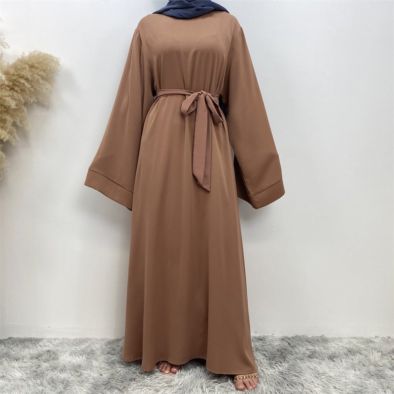 monica fashion Simple All-Match Nida Solid Color Dress - Image 1
