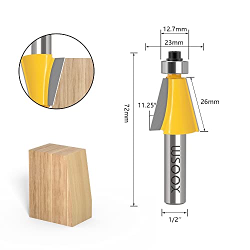 WSOOX 5PCS Chamfer Router Bits with 1/2" Shank Bevel Edge Forming Router bits (11.25°,15°,22.5°,30°,45°.) - Image 2