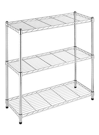 Whitmor Whitmor 3 Tier Shelving Unit Metal Storage Shelves 400 lbs Capacity per Shelf 1200 lbs Total Durable Heavy Duty Shelf Easy Assembly for Kitchen Garage Plant 36 L x 14 W x 36 H Chrome 