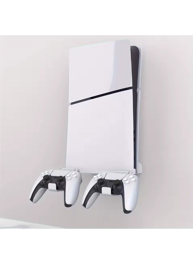 Steel Wall Mount for PS5 & PS5 Pro /Slim – Strong Design with 2 Controller Storage Brackets– Durable Metal Design - Image 1