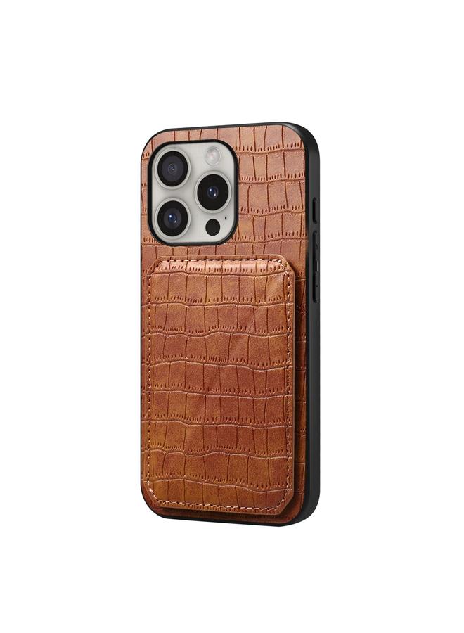 erorex Case For iPhone 16 Pro Max Imitation Crocodile Leather Back Phone Case with Holder - Image 1