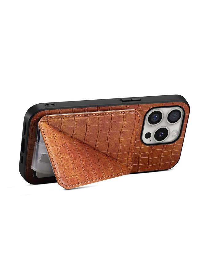 erorex Case For iPhone 16 Pro Max Imitation Crocodile Leather Back Phone Case with Holder - Image 4