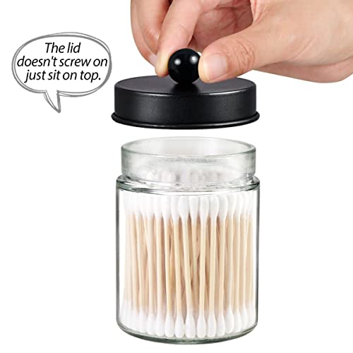 Komashr 3 Pack Apothecary Jar Canisters Bathroom Vanity Organizer - Qtip Holder Storage Organizer Set Countertop Canister with Stainless Steel Lids &Cute Stickers for Qtips,Cotton Swabs,Makeup Sponges,Floss - Image 3
