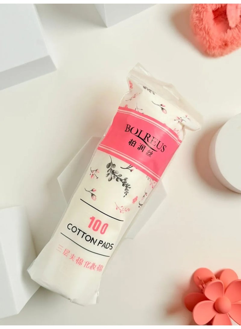 باكت مناديل قطنية لإزالة المكياج 100 قطعة ناعمة ولطيفة على البشرة - Image 3