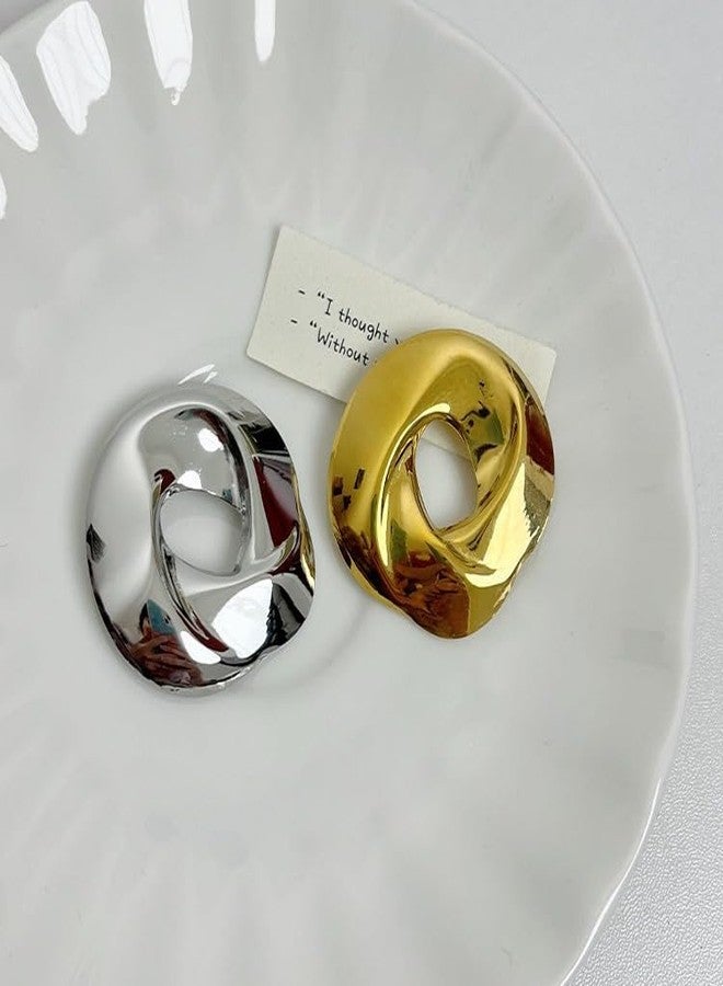 OIDIMS Unique Geometric Hollow out Brooch Lapel Pins Personalized Gold-Tone Irregular Round Brooches Corsage Dainty Suit Hat Dress Decoration Holiday Party Jewelry for Women Men's Fashion (Gold-Tone) - Image 5