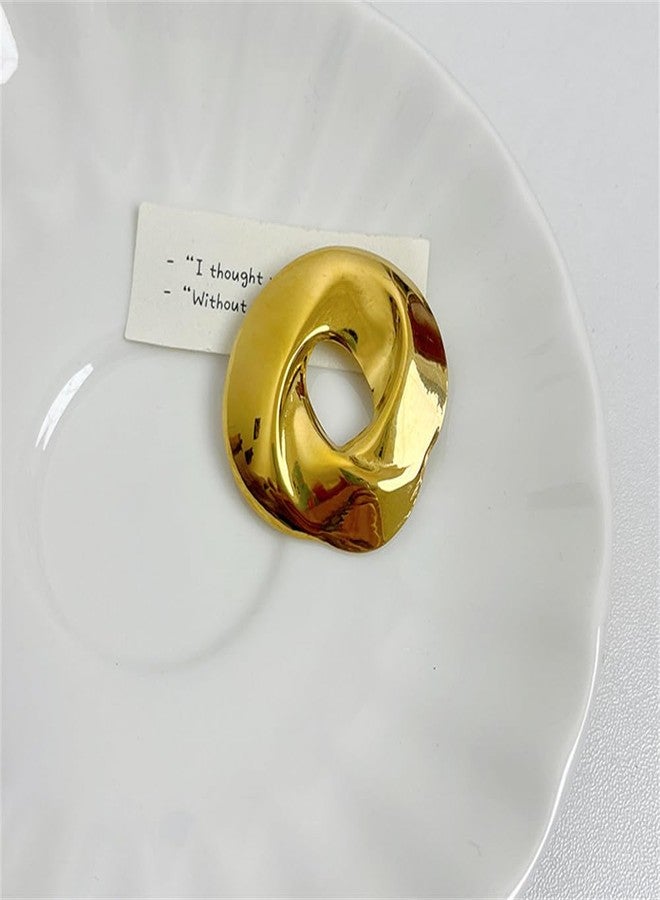 OIDIMS Unique Geometric Hollow out Brooch Lapel Pins Personalized Gold-Tone Irregular Round Brooches Corsage Dainty Suit Hat Dress Decoration Holiday Party Jewelry for Women Men's Fashion (Gold-Tone) - Image 4