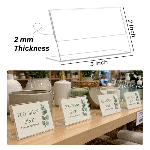 Printodelivery L-Shape Acrylic Price Tag Holder (3x2 Inch) – Premium Table Display Label, Price Tag & Name Card Holder Stand for Bakery Counters, Buffets, Shops, Restaurants, and Supermarkets (Pack of 10) - Image 3