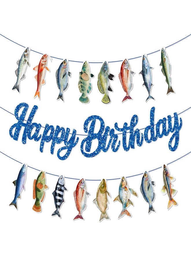 Lide Road 3PCS Gone Fishing String Birthday Party Supplies Fishing Birthday Banners Fishing Party Decorations Sea Fish Banner for Bass Fish Competition Freshwater Pond Outdoor Salt Water Decor - Image 1