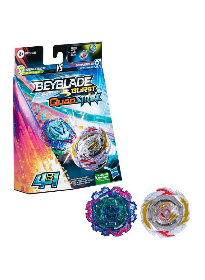 BeyBlade Burst Quadstrike Gambit Dragon D8 And Ambush Achilles A8 Spinning Top Dual Pack 2 Battling Game Top Toy For Kids Ages 8 And Up - Image 1