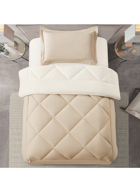 Bedding Comforter Set, Single Size 170x230 cm - 2-Pcs Solid Quilted Bed Set, Microfiber Fabric - 1 Comforter and 1 Pillow Sham