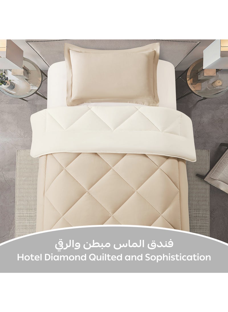 دوناتيلا طقم مفرش روزا سادة 2 قطعة مقاس مفرد ونص 170 × 230 سم بحشوة ثابتة رمادي بني  - Image 2