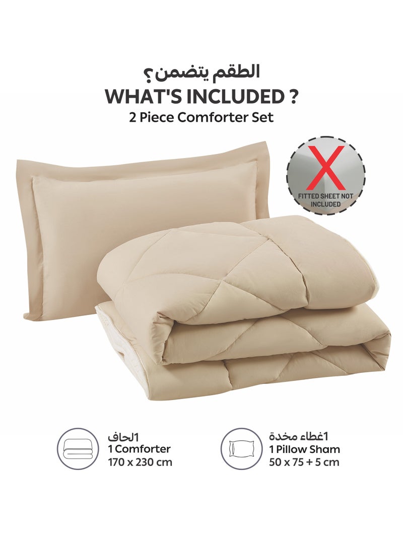 Donetella Bedding Comforter Set, Single Size 170x230 cm - 2-Pcs Solid Quilted Bed Set, Microfiber Fabric - 1 Comforter and 1 Pillow Sham  - Image 4