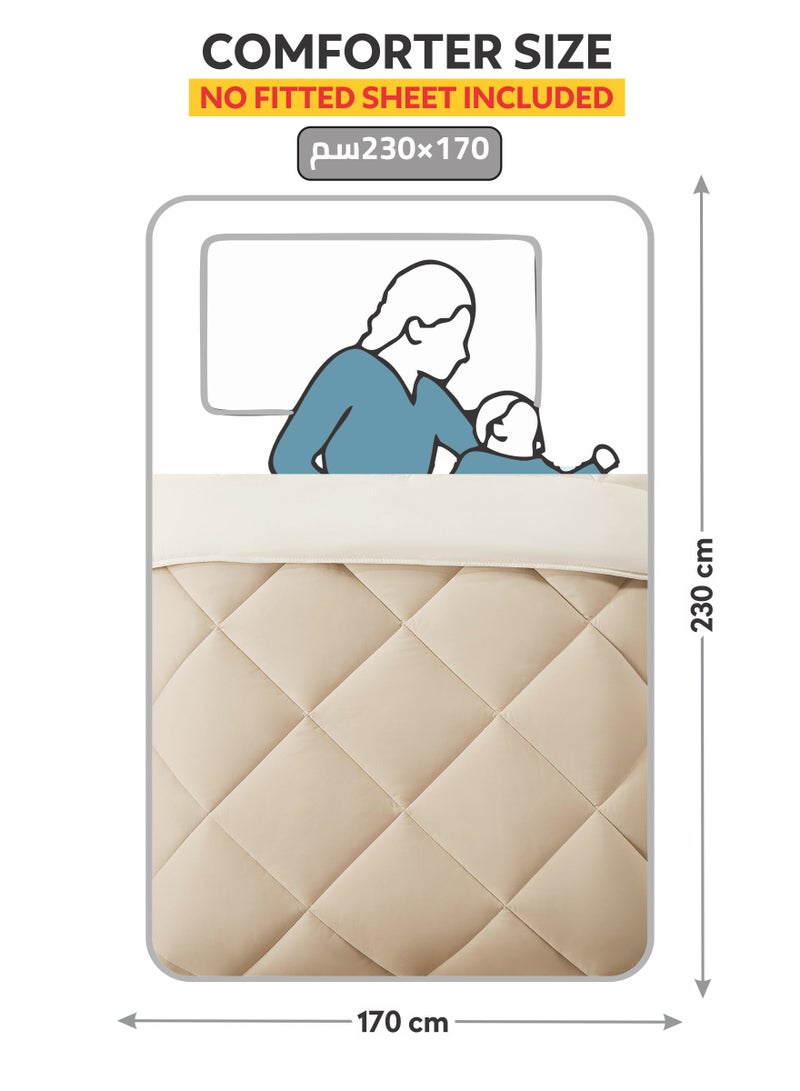 Donetella Bedding Comforter Set, Single Size 170x230 cm - 2-Pcs Solid Quilted Bed Set, Microfiber Fabric - 1 Comforter and 1 Pillow Sham  - Image 3