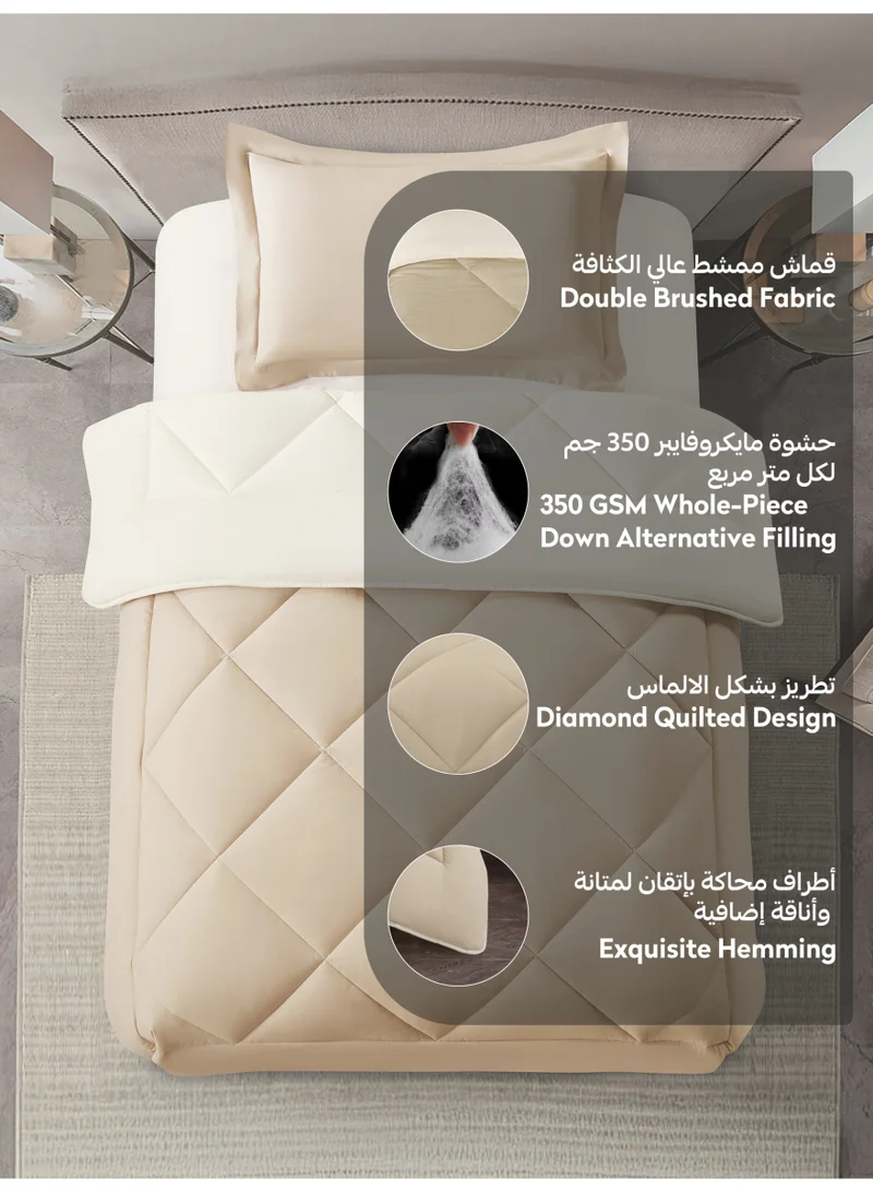 Donetella Bedding Comforter Set,170x230 cm  Single Size Bed - 2-Pcs Solid Quilted Bed Set, Microfiber Fabric - 1 Comforter and 1 Pillow Sham