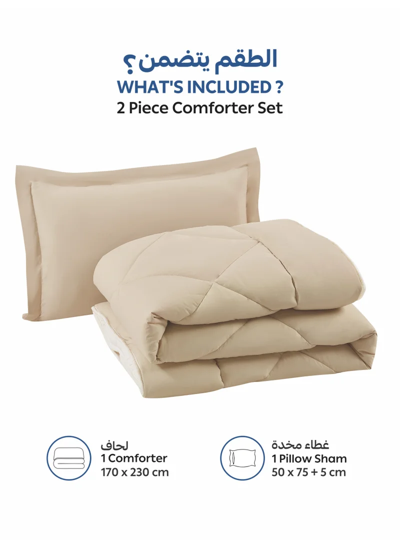 Donetella Bedding Comforter Set,170x230 cm  Single Size Bed - 2-Pcs Solid Quilted Bed Set, Microfiber Fabric - 1 Comforter and 1 Pillow Sham