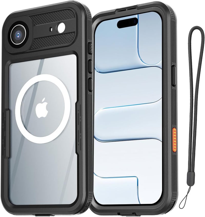 ايه اي كيس غطاء المضاد للماء IP68 لهاتف iPhone Air، متوافق مع MagSafe، غطاء واقي شفاف 360° للجسم بالكامل، مقاوم للصدمات والغبار والثلوج، محكم الإغلاق تحت الماء. - Image 1