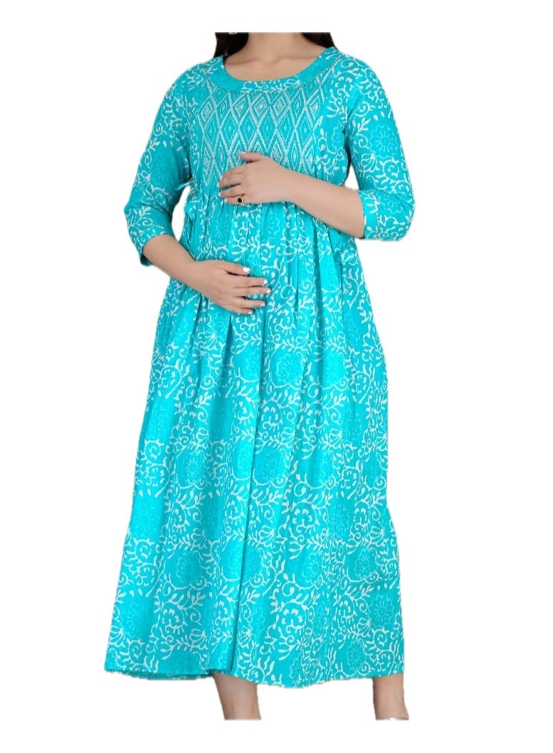 Zebees Cotton Maternity & Feeding Dress, Comfortable and Stylish  - Image 1